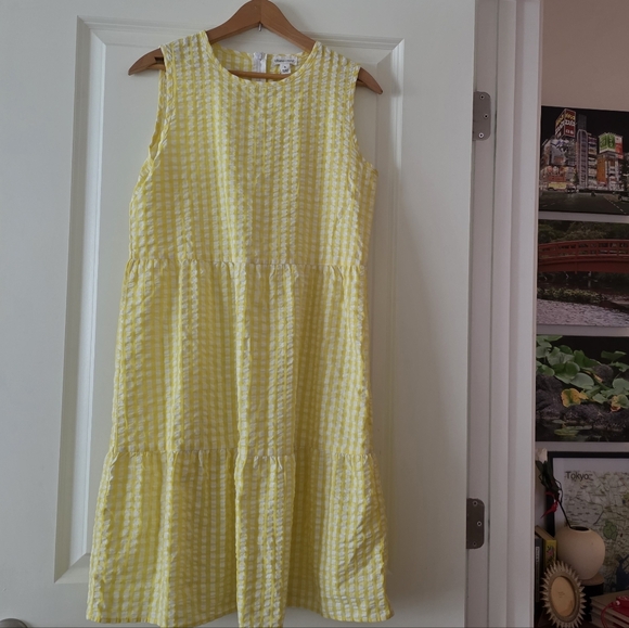 Chloe+Rene Dresses & Skirts - Chloe + Rene Gingham Cotton Blend Sleeveless Dress Womns S Yellow Preppy Cottage